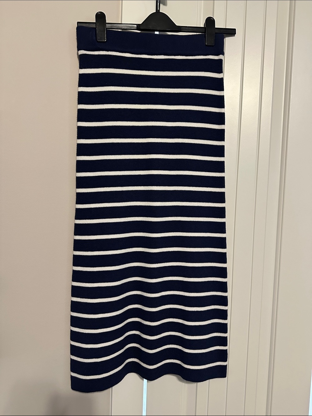 Ann Taylor Weekend Navy White stripe knit skirt